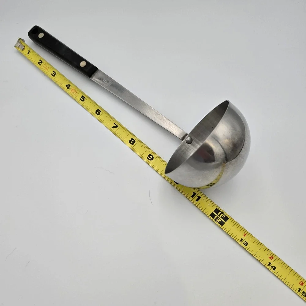 Ekco Vintage Soup Ladle Stainless Vanadium Black Riveted Handle USA 12 Inch